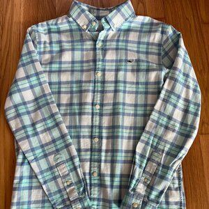 Vineyard Vines Whale Shirt Plaid Youth XL (18) Button Down Long‎ Sleeve Cotton